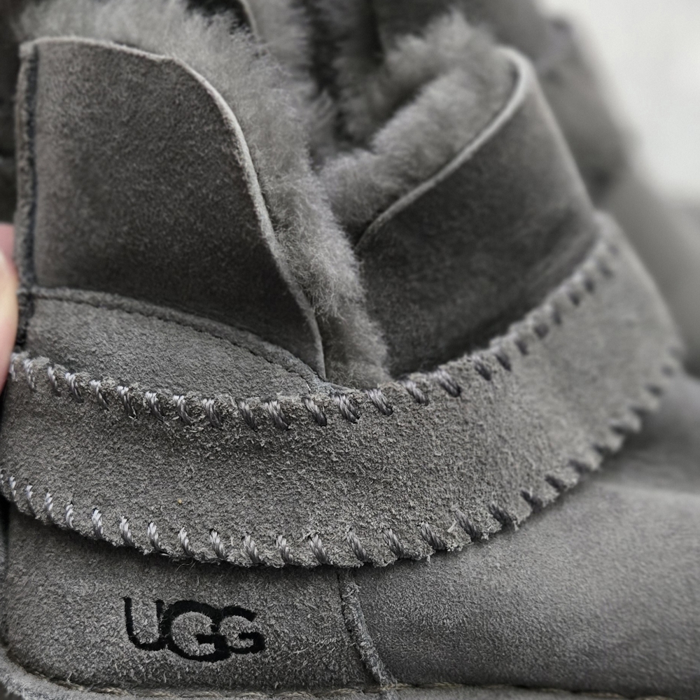 UGG Size 8 "McKay" Charcoal Suede Shearling Ankle Boots